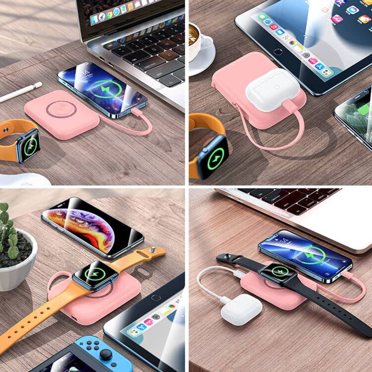 Huoto Small Portable Charger for iPhone,5000mAh Ultra-Compact Charging Power Bank Compatible with iPhone 13/13 Pro Max/12/12 Mini/12 Pro Max/11 Pro/XS Max/XR/X/8/7/6/Plus/Airpods More (Pink)