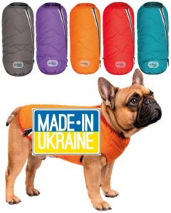 bonne et filou sustainable dog jacket vest made in ukraine with premium recycled materials - lightweight warm waterproof windproof winter dog coat outfit for cold weather(medium-2, orange)