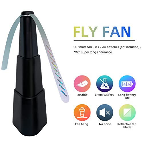 utipef Fly Fans for Tables, Portable Automatic Table Food Fly Fan Picnic Drive Fans for Outdoor Indoor Meal, Keep for Your Food Clean Restaurant, Party, Home (Black 4Pcs)