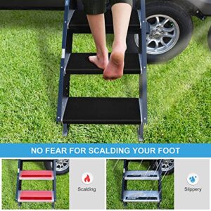 Maypott RV Step Rugs 3 Packs for Fold Up Straight Steps, 23 Inch RV Step Cover Mat, Non Slip Wrap Around RV Trailer Stair Covers, Camper Carpets for Outside and Travel
