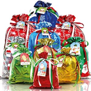 38pcs christmas gift bags, gift bags assorted sizes for holiday presents, christmas bags small medium large jumbo for gift wrapping, xmas gift bags with tags ribbon ties, christmas party supplies