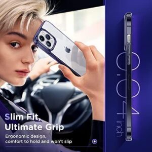 Simtect Ultra Clear Designed for iPhone 14 Pro Max Case [Non-Yellowing] [Strongly 10 FT Military Drop Protection] Slim Fit Yet Protective Shockproof Bumper with Airbag Case 6.7 Inch- Purple Edge