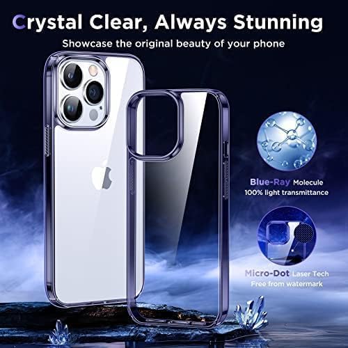 Simtect Ultra Clear Designed for iPhone 14 Pro Max Case [Non-Yellowing] [Strongly 10 FT Military Drop Protection] Slim Fit Yet Protective Shockproof Bumper with Airbag Case 6.7 Inch- Purple Edge