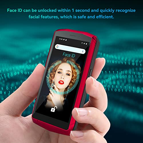 CUBOT Pocket 4 inch Smartphone Without Contract, Android 11 Mobile Phone, 4GB + 64GB, 128 GB Expandable, 3000mAh Battery, 16MP + 5MP Camera, 4G Dual SIM NFC, GPS, Face ID, Red