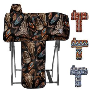 harrison howard sturdy waterproof western saddle cover with stylish prints that stand out keep your saddle in pristine condition perfect for showing or riding events-skull dread