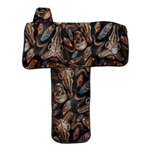Harrison Howard Sturdy Waterproof Western Saddle Cover with Stylish Prints That Stand Out Keep Your Saddle in Pristine Condition Perfect for Showing or Riding Events-Skull Dread