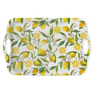 serving tray decorative tray with handles multi-purpose rectangular serving trays for restaurant, parties, coffee table, kitchen - lemon