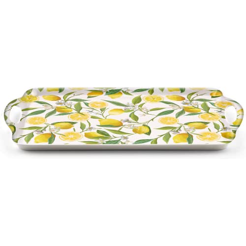 Serving Tray Decorative Tray with Handles Multi-Purpose Rectangular Serving Trays for Restaurant, Parties, Coffee Table, Kitchen - Lemon