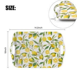 Serving Tray Decorative Tray with Handles Multi-Purpose Rectangular Serving Trays for Restaurant, Parties, Coffee Table, Kitchen - Lemon