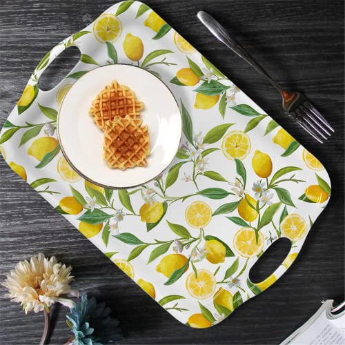 Serving Tray Decorative Tray with Handles Multi-Purpose Rectangular Serving Trays for Restaurant, Parties, Coffee Table, Kitchen - Lemon