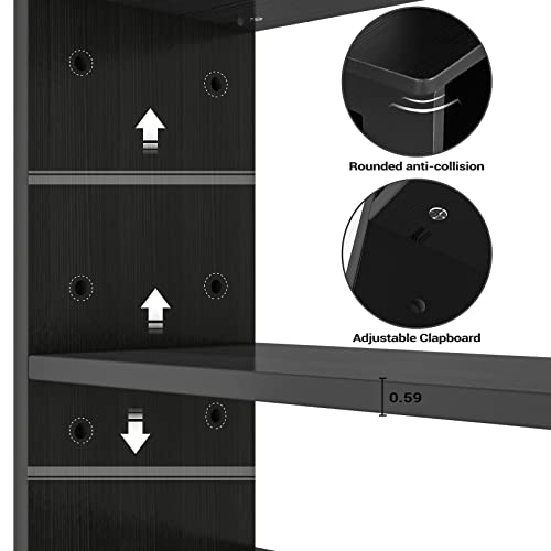 Gdvsclr Nightstand with Charging Station, 55.3" Tall Nightstand with Adjustable Shelves, Bedside Tables with Storage Cabinet, End Table for Living Room, Bedroom, Study Room, Home Office