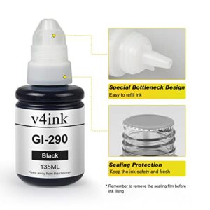 v4ink Compatible GI290 Refill Ink Bottle Replacement for Canon GI 290 to use with PIXMA G1000 G1100 G1200 G2000 G2600 G2800 G3000 G3100 G3200 G3400 G3800 G4000 G4400 Series Inkjet Printer -4 Bottles