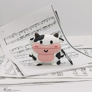 Dehoko Compatible with AirPods Case Pro 2019 Cow, Kawaii Funny Cute Kids Girls Boys Women Silicone Protective 3D Cartoon Animal Design Cow Case Cover for AirPods Pro (Cow)
