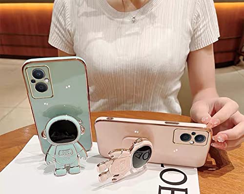 for Oneplus Nord N20 5G Case 6D Plating Astronaut Hidden Stand with Camera Cover,Luxury Glitter Soft TPU Bumper Cute Cartoon Folding Bracket Kickstand Phone Case for Oneplus N20 for Girls Women Black