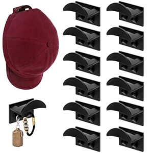 julmelon 12 pieces adhesive hat hooks for wall minimalist hat with 2 small key hooks rack design hat holder organizer for baseball caps display, no drilling, strong hold hat hangers