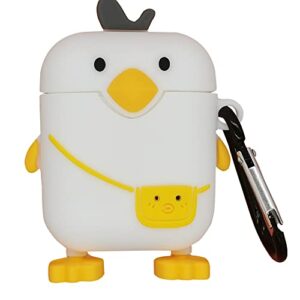 dehoko compatible with airpods case 1st 2nd generation duck, kids girls boys women silicone protective 3d cartoon kawaii funny cute animal design white bag duck case cover for airpods 1&2 gen (duck)