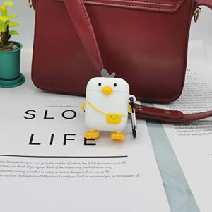 Dehoko Compatible with AirPods Case 1st 2nd Generation Duck, Kids Girls Boys Women Silicone Protective 3D Cartoon Kawaii Funny Cute Animal Design White Bag Duck Case Cover for AirPods 1&2 Gen (Duck)