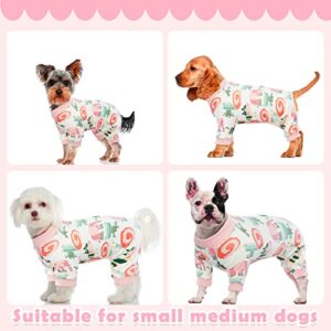 Dog Pajamas Cartoon Pet Jumpsuit, Soft Cotton Dog Clothes with 4 Legs, Breathable Pet Onesie Cozy Bodysuit for Small Medium Dogs & Cats, Dog Hair Shedding Cover Lightweight Dog Pjs Apparel