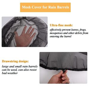 2 Pcs Mesh Cover for Rain Barrel with Drawstring, Water Collection Buckets Cover Rain Collection Barrels Netting Screen to Keep Leaves and Debris Out - 39’’