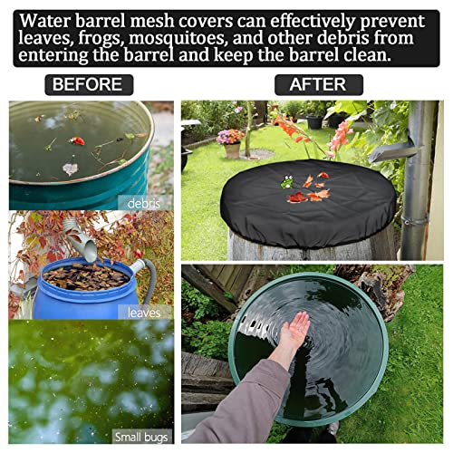 2 Pcs Mesh Cover for Rain Barrel with Drawstring, Water Collection Buckets Cover Rain Collection Barrels Netting Screen to Keep Leaves and Debris Out - 39’’