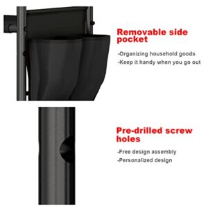 LINZINAR Shoe Rack Organizer 4 Tier Stackable Metal Shoe Storage Shelf with Double Row Side Pockets for Closet Entryway Bedroom, Black