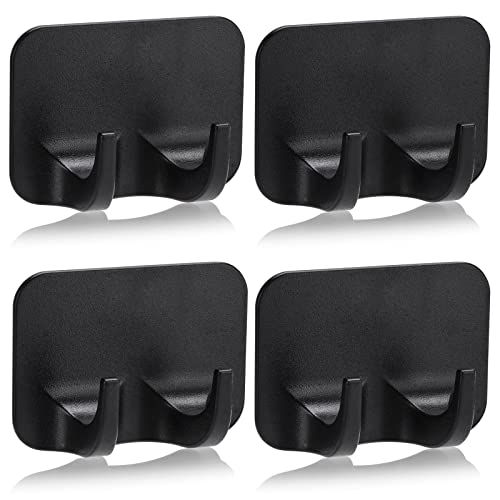 6pcs Adhesive Hooks Heavy Duty Stick on Wall Hooks Towel Hooks Door Hooks Waterproof Stainless Steel Razor Holder Shaver Hook (Black)