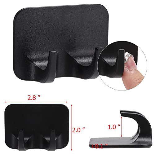 6pcs Adhesive Hooks Heavy Duty Stick on Wall Hooks Towel Hooks Door Hooks Waterproof Stainless Steel Razor Holder Shaver Hook (Black)