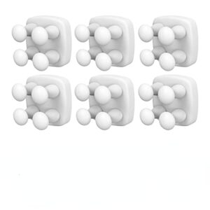 pukokal 6 pcs adhesive hooks holders dorm room essentials for hanging item, silicone toothbrush razor holder on wall door, functional utility hooks for kitchen bathroom college home office (white)