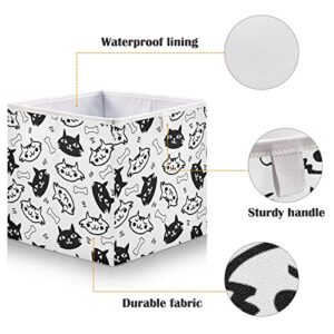 Cute Cats Cartoon Animals Foldable Cube Storage Bins, 11 x 11 x 11 inches, Fabric Storage Baskets Bins for Nursery,Closet Shelf,Home Organization