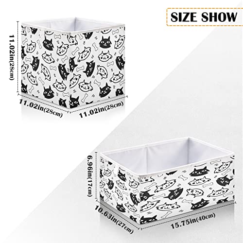 Cute Cats Cartoon Animals Foldable Cube Storage Bins, 11 x 11 x 11 inches, Fabric Storage Baskets Bins for Nursery,Closet Shelf,Home Organization