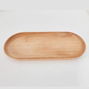 KUYT Wooden Tray, Ornament, Tea, Dessert Serving, Bathroom, Japanese, Oval Display, Upscale Parties, Cupcake Pallet, Solid Wood Serving Tray, White (01)