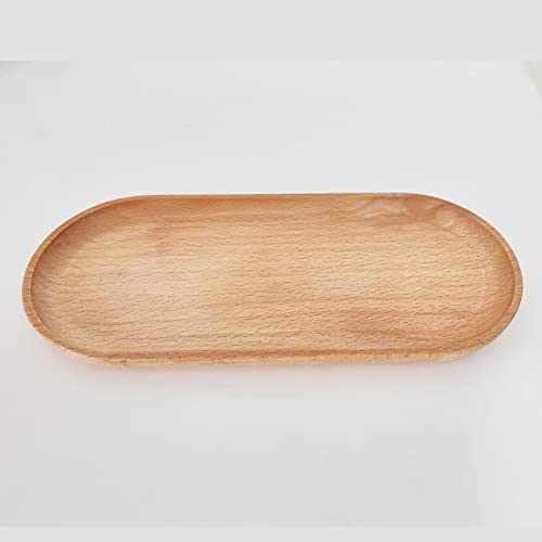 KUYT Wooden Tray, Ornament, Tea, Dessert Serving, Bathroom, Japanese, Oval Display, Upscale Parties, Cupcake Pallet, Solid Wood Serving Tray, White (01)