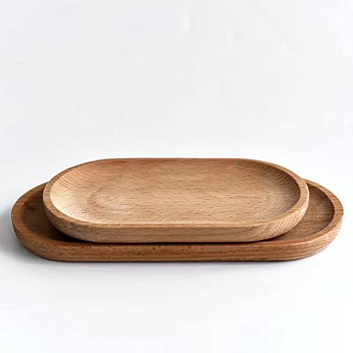 KUYT Wooden Tray, Ornament, Tea, Dessert Serving, Bathroom, Japanese, Oval Display, Upscale Parties, Cupcake Pallet, Solid Wood Serving Tray, White (01)