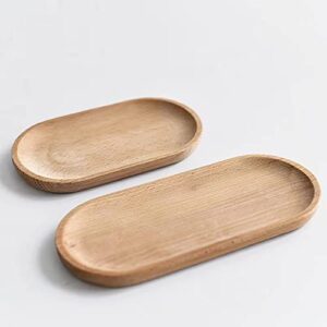 KUYT Wooden Tray, Ornament, Tea, Dessert Serving, Bathroom, Japanese, Oval Display, Upscale Parties, Cupcake Pallet, Solid Wood Serving Tray, White (01)