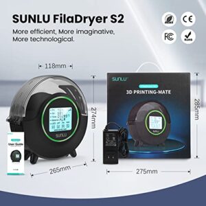 3D Printer Filament Dryer Box, SUNLU FilaDryer S2 for 3D Printing, PLA+ 3D Printer Filament 1.75mm Dimensional Accuracy +/- 0.02 mm, S2 Dryer Box & PLA+ Wood