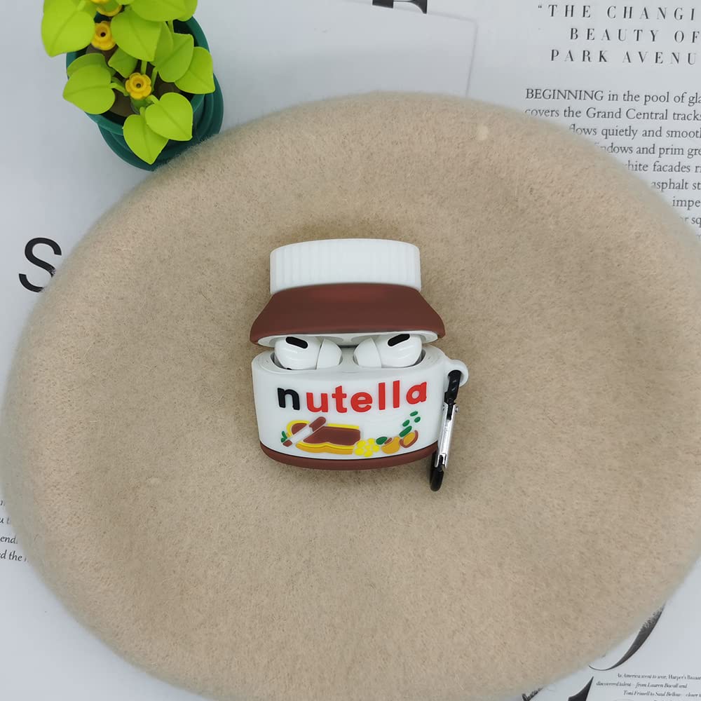 ZEPTY Compatible for AirPods Pro Case Cover 2019, Food Series Design Nutella Kids Teens Boys Girls Women Cute Funny Cool Silicon Cartoon 3D Shell Cover for AirPods Case Pro - Nutella