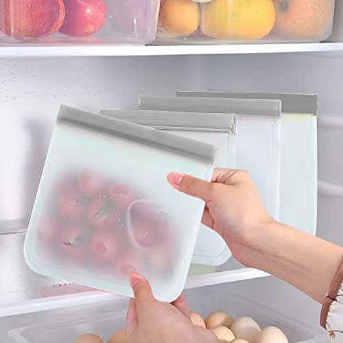 Silicone Freezer Bags Reusable Food Storage Bags BPA Free Food Storage Bags with Freezer Sets include 6 Reusable Gallon Bags Freezer,3 Sandwich Bags Reusable and 3 Snack Bags for Storage Food