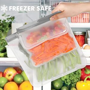 Silicone Freezer Bags Reusable Food Storage Bags BPA Free Food Storage Bags with Freezer Sets include 6 Reusable Gallon Bags Freezer,3 Sandwich Bags Reusable and 3 Snack Bags for Storage Food