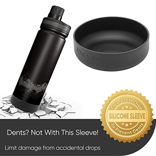 Millenti Gym Water-Bottle Black Spout-Cap - 26oz Vacuum Insulated, Stainless Steel, Double Walled, Thermos Flask Bottles (Serenity Black) WB0626B