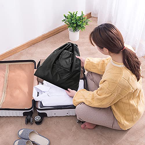 JIANWEI 2pcs Travel Laundry Bag, Expandable Laundry Bag with Drawstring, Small Dirty Clothes Bags, Laundry Basket Clothes Hamper for Traveling(Black)