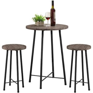 vecelo 3-piece table sets, round bistro pub furniture and chairs set of 2, counter height wood top,small spaces saving for dining room breakfast, coffee