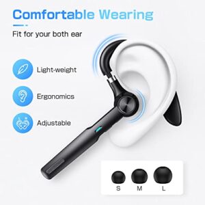 TEIMO Bluetooth Headset, Bluetooth Earpiece with 400mAh Charging Case 55H Playtime, V5.1 Hands-Free Wireless Earphones Built-in Mic for Driving/Business/Office, Compatible for iOS/Android Cellphone