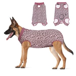 Jiupety Dog Surgical Recovery Suit Adjustable, Not Fit Slim and Long Body, Dog Suit for Surgery Recovery, 3XL Size, Anti-Licking Surgical Dog Onesies, Pink Leopard.