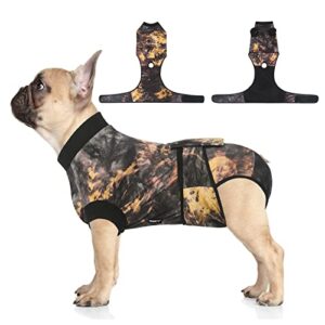 jiupety dog recovery suit adjustable, not fit slim and long body, dog suit for surgery recovery, m size, anti-licking surgical dog onesies, tie-dye.