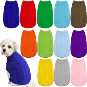 12 pcs bulk small dog sweater puppy sweaters turtleneck cable knit dog sweater warm knitted pet sweater cold weather pet clothes apparel for dogs cats small medium large girl boy (x-small)