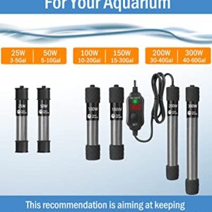 AquaMiracle Adjustable 50W Aquarium Heater Submersible Fish Tank Heater Super Short Aquarium Heater with LED Digital Display Thermostat, for Tanks 5-10 Gallons