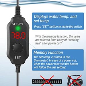 AquaMiracle Adjustable 50W Aquarium Heater Submersible Fish Tank Heater Super Short Aquarium Heater with LED Digital Display Thermostat, for Tanks 5-10 Gallons