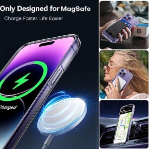 TAURI 【5 in 1 Magnetic Case for iPhone 14 Pro Max [Military Grade Drop Test] with 2X Screen Protector +2X Camera Lens Protector, Transparent Slim Fit Designed for Magsafe Case-Clear