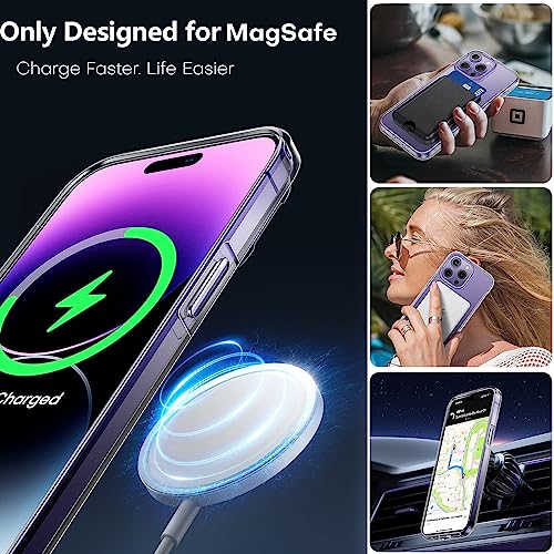 TAURI 【5 in 1 Magnetic Case for iPhone 14 Pro Max [Military Grade Drop Test] with 2X Screen Protector +2X Camera Lens Protector, Transparent Slim Fit Designed for Magsafe Case-Clear