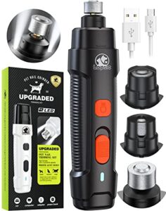 dog nail grinder upgraded dog nail trimmers clipper with 2 led light, 2 speed rechargeable electric pet nail grinder quiet low noise for small medium large dogs and cats